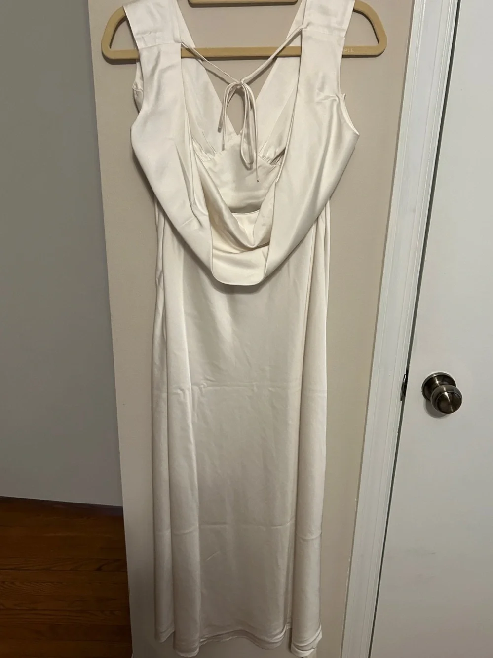 Abercrombie & Fitch Cream Satin V-Neck Maxi Dress